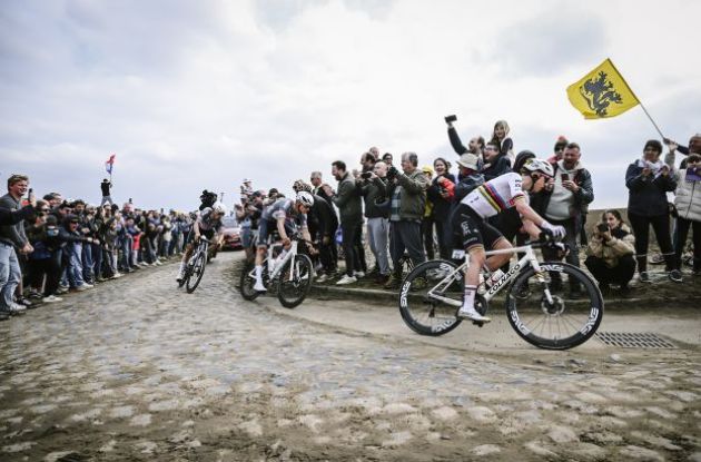 Tadej Pogaacar, Jasper Philipsen and Mathieu van der Poel | A.S.O. Tadej Pogaacar Jasper Philipsen and Mathieu van der Poel