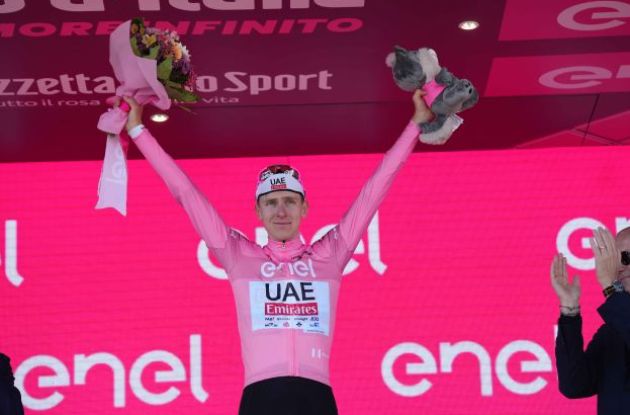 Tadej Pogacar remains Giro d'Italia leader for UAE Team Emirates | RCS Sport - LaPresse Tadej Pogacar leads Giro d'Italia 2024