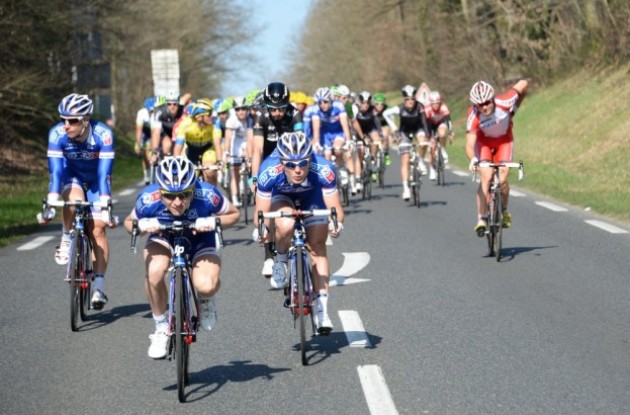 Nacer Bouhanni's FDJ.fr team leads the peloton in today's stage 2 of Paris-Nice 2014 | ASO