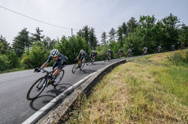 Team Visma - Lease a Bike leading the peloton in stage 1 of Tour de France | A.S.O. Team Visma - Lease a Bike leading the peloton in stage 1 of Tour de France