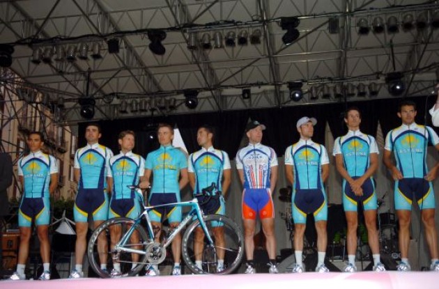 Team Astana at the team presentation event in Palermo, Italy. Team Astana at the team presentation event in Palermo, Italy.