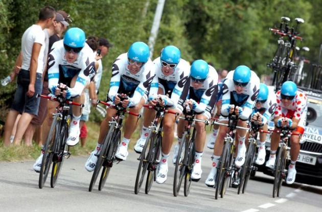 Team Garmin-Cervelo blasts to team time trial victory in Tour de France 2011. Photo Fotoreporter Sirotti.