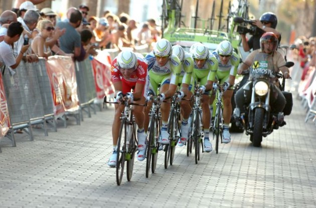 Team Liquigas-Cannondale finished 2nd in today's team time trial. Photo Fotoreporter Sirotti.