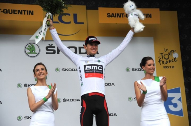 Team BMC Racing's American Tejay van Garderen leads the young rider classification of the 2012 Tour de France. Photo Fotoreporter Sirotti.