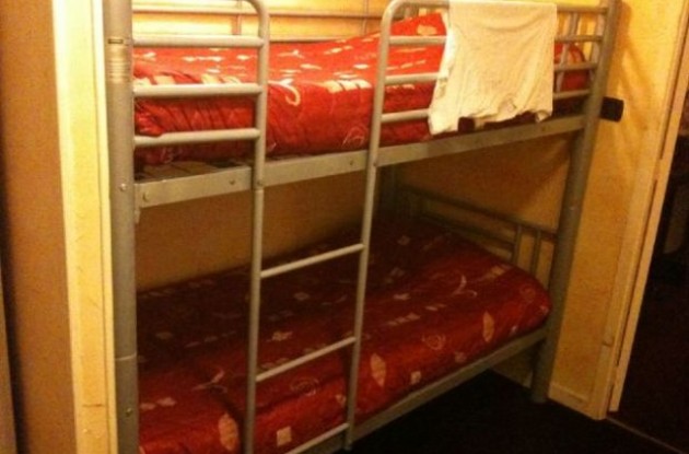 The bed where Lance Armstrong and a fellow Team RadioShack rider will spend the night tonight. Seriously! Looks like something from Steve Zissou's expedition ship. No Bill Murray in sight though.. Look out for bumpy heads in the 2010 Tour de France peloton tomorrow.