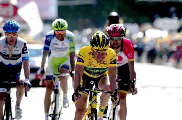 Thomas Voeckler and Ivan Basso arrive. Photo Fotoreporter Sirotti. Thomas Voeckler and Ivan Basso arrive. Photo Fotoreporter Sirotti.