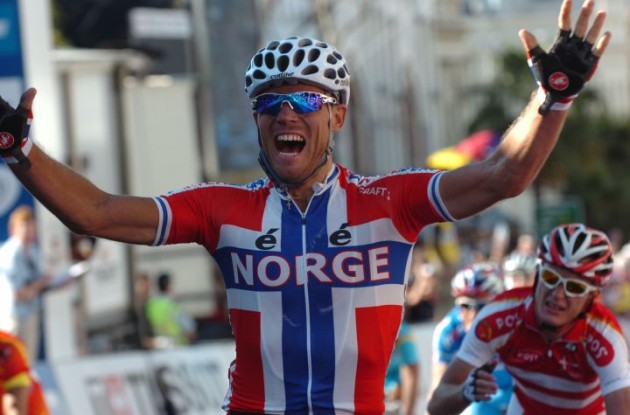 Thor Hushovd is the new World Champion! Congratulations Thor from the whole team here at Roadcycling.com! Photo Fotoreporter Sirotti.