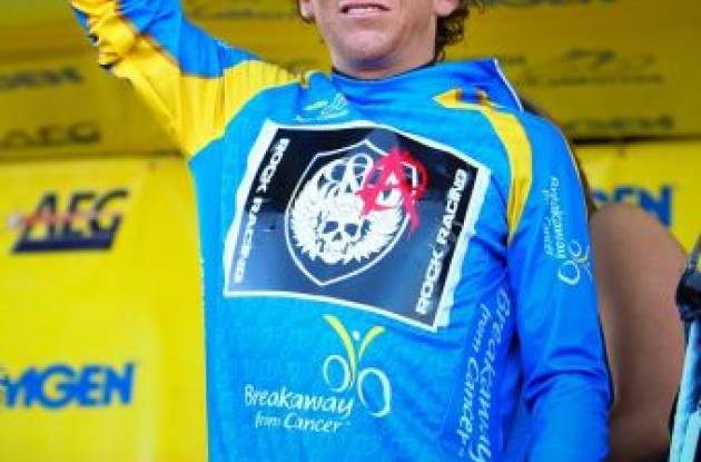 Rock Racingâs Tyler Hamilton earns the Amgen Breakaway from Cancer Most Courageous Rider Jersey, awarded to the cyclist who best exemplifies the character of those engaged in the fight against cancer. Photo copyright Vero Image. Rock Racingâs Tyler Hamilton earns the Amgen Breakaway from Cancer Most Courageous Rider Jersey, awarded to the cyclist who best exemplifies the character of those engaged in the fight against cancer. Photo copyright Vero Image.