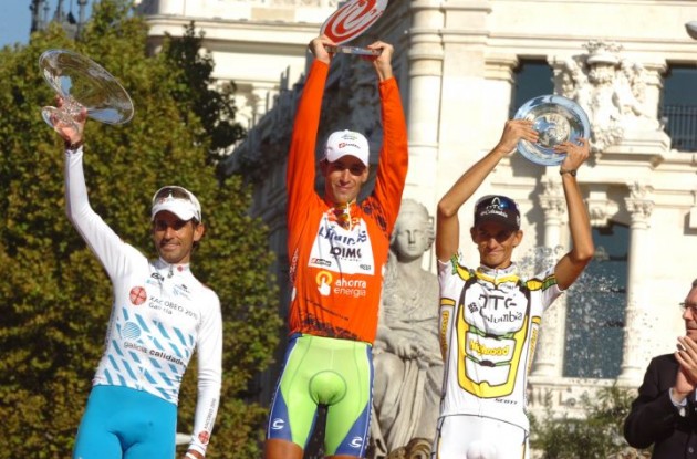 Top three on the podium in Madrid. Photo copyright Fotoreporter Sirotti.