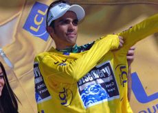 Alberto Contador (Team Discovery Channel) on the podium. Photo copyright Fotoreporter Sirotti. Alberto Contador (Team Discovery Channel) on the podium. Photo copyright Fotoreporter Sirotti.