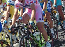 Gasparotto relaxing in the peloton. Gasparotto relaxing in the peloton.