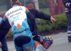 Julian Dean (Team Garmin-Slipstream) crashed seriously today. Julian Dean (Team Garmin-Slipstream) crashed seriously today.