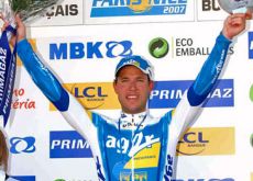 Nazon celebrates his stage win.