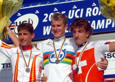 Michael Rogers on the World Championships podium. Photo Fotoreporter Sirotti. Michael Rogers on the World Championships podium. Photo Fotoreporter Sirotti.