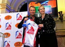 Chris Carmichael presents the 2011 Quiznoz Pro Challenge Race Leader Jersey. Chris Carmichael presents the 2011 Quiznoz Pro Challenge Race Leader Jersey.