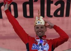 A proud Garzelli on the podium in Italy. Photo copyright Fotoreporter Sirotti. A proud Garzelli on the podium in Italy. Photo copyright Fotoreporter Sirotti.