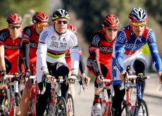 Cadel Evans and George Hincapie (Team BMC Racing). Photo copyright Tim de Waele.