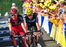 Cadel Evans vs. Bradley Wiggins. Photo Fotoreporter Sirotti.