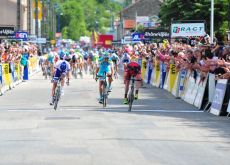 Team BMC Racing's Tour de France champion Cadel Evans sprints to stage 1 victory in 2012 Criterium du Dauphine Libere showing strong form before this year's Tour de France. Photo Fotoreporter Sirotti.