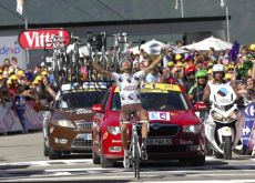 Christophe Riblon wins stage 14 of the 2010 Tour de France. Photo copyright Fotoreporter Sirotti.