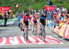 Team Sky's Bradley Wiggins and Christopher Froome arrive closely followed by Team Rabobank's Bauke Mollema and Denis Menchov (Team Geox-TMC). Photo Fotoreporter Sirotti.
