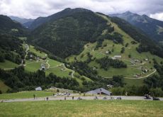 | A.S.O. Cyclists in mountains during Tour de France