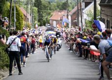 Cyclists attacking during stage 1 of Tour de France