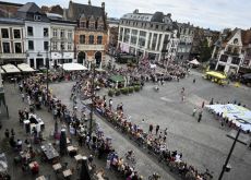 Cyclists on the town square of Lille
