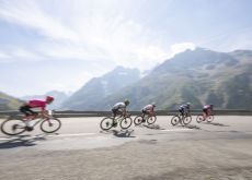 | Unipublic Cyclists descending from a mountain during stage 4 of Vuelta a Espana