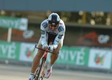 Fabian Cancellara on his way to victory in the prologue of the 2009 Tour of Spain. Photo copyright Fotoreporter Sirotti.