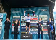 Stage winner Fabio Jakobsen on Tirreno-Adriatico podium