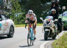 Felix Gall riding his bike in the Swiss summer heat