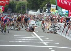 Crash! Marc Cavendish, Heinrich Haussler and other riders hit the tarmac! Photo copyright Fotoreporter Sirotti. Crash! Marc Cavendish, Heinrich Haussler and other riders hit the tarmac! Photo copyright Fotoreporter Sirotti.