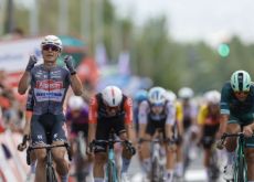 | Unipublic Jasper Philipsen crosses the finish line as winner of stage 19 of Vuelta a Espana