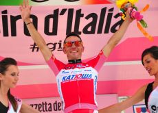Who said celebrating a stage win in the Giro had to be boring? Photo Fotoreporter Sirotti.