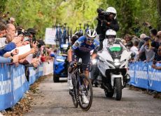 Julian Alaphilippe climbs during stage 12