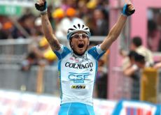 Team Colnago's Manuel Belletti wins Stage 13 of the Giro d'Italia 2010. Photo copyright Fotoreporter Sirotti.