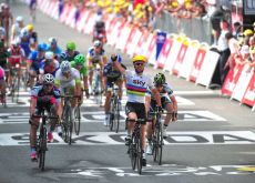 World Champion Mark Cavendish (Team Sky Procycling / Great Britain) sprints to stage 2 victory in 2012 Tour de France. Photo Fotoreporter Sirotti.