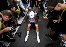 A tired Mathieu van der Poel on the tarmac