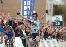 Team Saxo Bank-SunGard's Nick Nuyens wins 2011 Tour of Flanders ahead of Sylvain Chavanel (Team QuickStep) and Fabian Cancellara (Team Leopard-Trek) in exciting sprint finish. Photo Fotoreporter Sirotti. Team Saxo Bank-SunGard's Nick Nuyens wins 2011 Tour of Flanders ahead of Sylvain Chavanel (Team QuickStep) and Fabian Cancellara (Team Leopard-Trek) in exciting sprint finish. Photo Fotoreporter Sirotti.