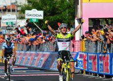 Oscar Gatto wins stage 8 of the 2011 Giro d'Italia ahead of Alberto Contador. Photo Fotoreporter Sirotti.
