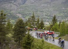 Cyclists climbing during stage 14 of Giro d'Italia 2023