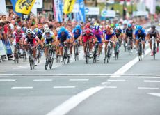 ... ahead of Team GreenEdge's Simon Gerrans and Team Lotto Belisol's Gianni Meersman. Photo Fotoreporter Sirotti.