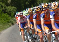 The Giro d'Italia peloton lead by Team Rabobank. Photo Fotoreporter Sirotti. The Giro d'Italia peloton lead by Team Rabobank. Photo Fotoreporter Sirotti.
