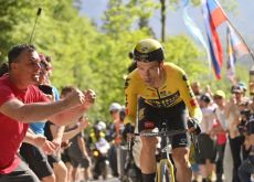 Primoz Roglic on his way to victory in stage 20 of Giro d'Italia