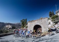 pro cyclists climbing in stage 8 of Paris-Nice cycling race