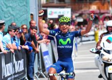 Team Movistar's Nairo Alexander Quintana rides to stage 6 victory in 2012 Criterium du Dauphine 
Libere. Photo Fotoreporter Sirotti.
