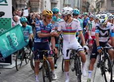 | RCS Sport - LaPresse Remco Evenepoel and Tadej Pogacar shake hands