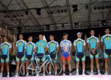 Team Astana at the team presentation event in Palermo, Italy.