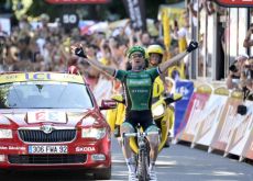Team Europcar's Thomas Voeckler wins queen stage of 2012 Tour de France. Photo Fotoreporter Sirotti.